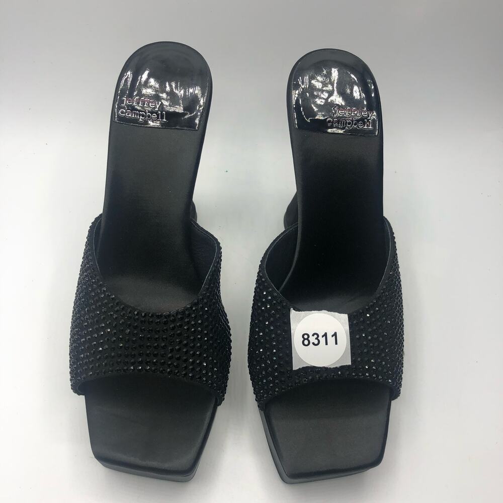 Jeffrey Campbell HollywoodJ Rhinestone Platform Square Toe Mule Black US 8 - Picture 11 of 11